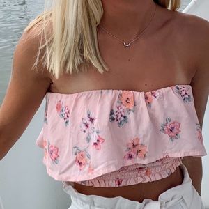Pink Floral Crop Top